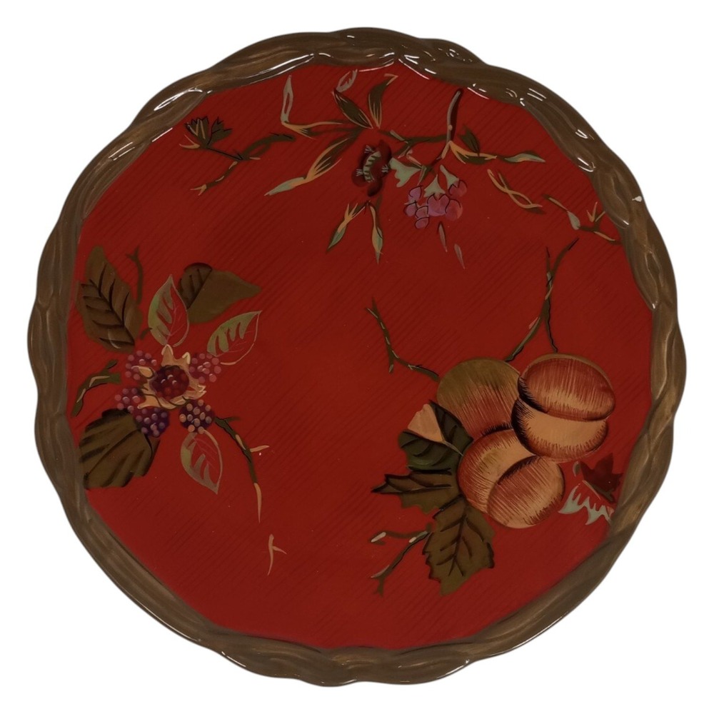 Tracy Porter Octavia Hill Collection Red Fruit Floral Ceramic Salad Plate 8.25"